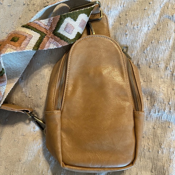 Handbags - New Tan Vegan Leather Crossbody Sling Bag